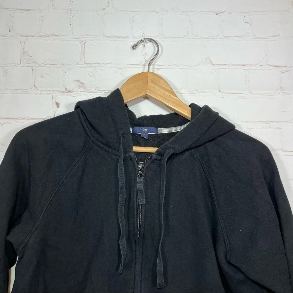Gap Sweatshirt Boys XL Black Hoodie Zip Up Sweater Drawstring Long Sleeve Fleece